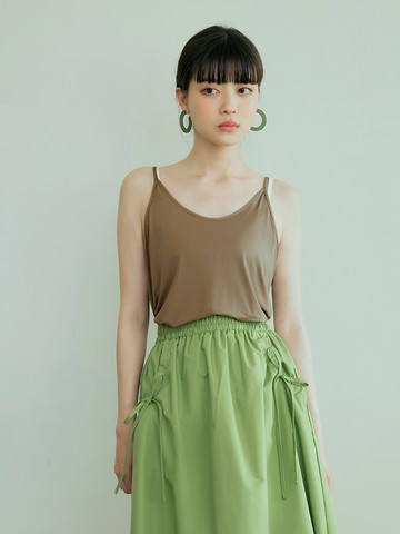 涼感．冰咖啡紗V領細肩帶背心