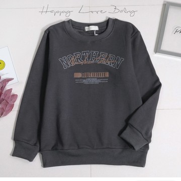 男大童 厚款 咖色字母百搭深灰不倒絨上衣 秋冬童裝 大童上衣 大童棉T 大童長袖 秋冬上衣 刷毛