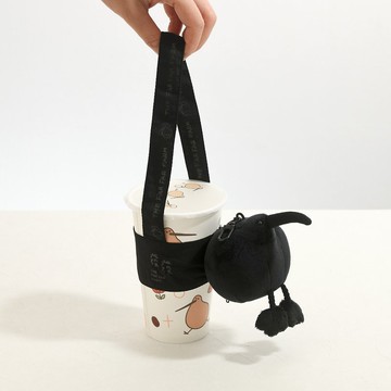 E01 黑色奇異鳥公仔杯套提袋