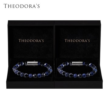 【THEODORA'S】情侶對飾-暗藍星軌 黑瑪瑙藍紋石礦石手鍊-女款&男款【希奧朵拉】