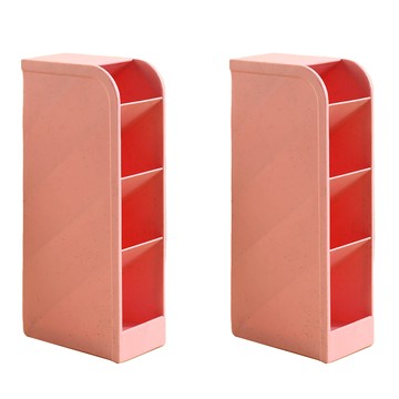 小麥購物 斜插收納盒 L1031 2個  4層  粉色