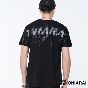 鬼洗 BLUE WAY –佩斯利剪接短TEE(黑)