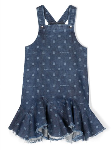 Givenchy Kids - logo-print denim dress - kids - Spandex/Elastane/Cotton/Cotton - 12 - Blue