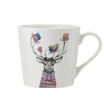 Mikasa Dinnerware 美國 Tipperleyhill瓷製馬克杯(高帽鹿380ml) / 水杯 茶杯 咖啡杯 動物圖案 手繪風格 可機洗 洗碗機可洗