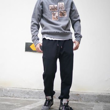 運動褲男休閑寬松秋冬新款衛褲舒適百搭長褲收口束腳潮流針織長褲