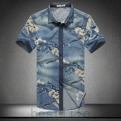 父の日 人気お洒落シャツ日系原宿風オシャレ 花柄メンズ 和風 花柄 デニム シャツ 半袖 カジュアル ファッション M 5xl サイズ 男 性 用 通販 Lineポイント最大get Lineショッピング
