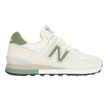 NEWBALANCE 574 男復古慢跑鞋-574系列 麂皮 慢跑 NB N字鞋 U5742KF 米白綠