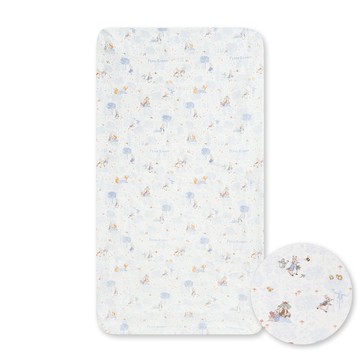 奇哥 - 悅讀比得兔床包-L 65×120cm+床墊包覆13cm(嬰兒床床包 床單)-藍色