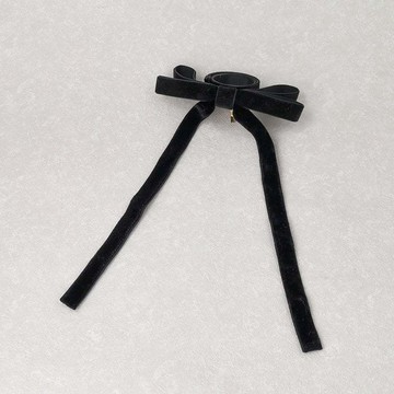 【現貨】馬尾扣 長蝴蝶結 絲絨 黑色 日系 造型髮飾 日本飾品 OSEWAYA 26HC0792