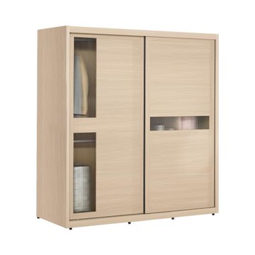 Boden-米達5.9尺長虹玻璃衣櫃推/拉門衣櫃(三吊桿+五格)