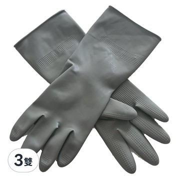 煙燻色系廚房衛浴清潔手套 天然乳膠材質  M(32 x 10.2cm)  石墨灰  3雙
