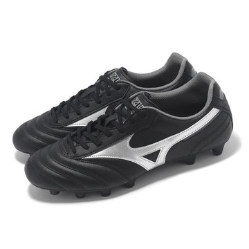 Mizuno 足球鞋 Morelia II Club 男鞋 黑 銀 皮革 抓地 運動鞋 美津濃 P1GA2416-03