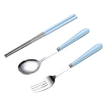 FANCY LIFE 旅行餐具3件組  21 x 6 x 3cm  藍色  輕巧便攜，外出用餐好幫手  1組