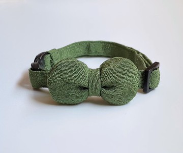 綠色×縐紗圓絲帶領