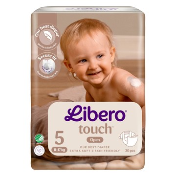 Libero 麗貝樂 touch嬰兒紙尿褲 5號 L(11~17kg) 30個裝  1個  第5階段