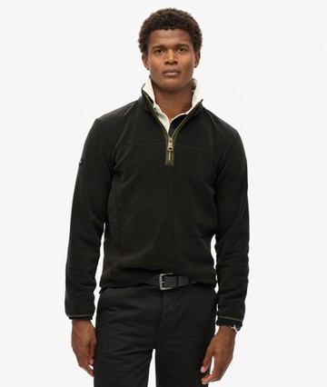 Superdry Men's Estate Half Zip Fleece Black Size: L