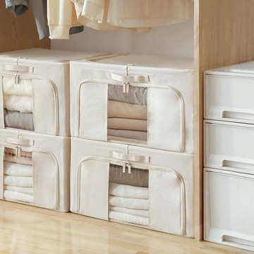 三面開口折疊式衣物收納箱(附透窗)-74L-3入 單一規格