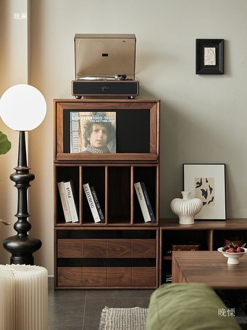 北美黑胡桃木自由組合電視櫃模塊矮櫃實木多功能落地書櫃儲物櫃[DD220109]