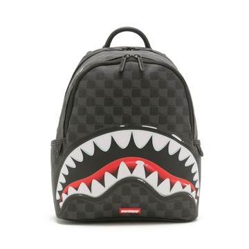 SPRAYGROUND 趣味棋盤格鋸齒鯊後背包 黑色 G612164