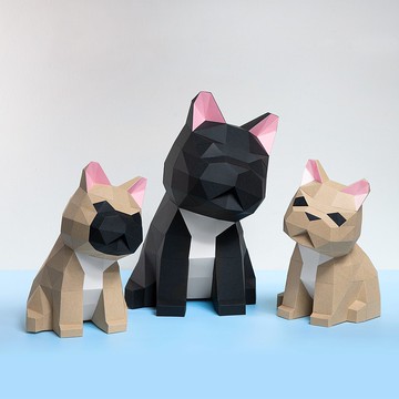 3D紙模型-DIY動手做-動物系列-賣萌法鬥-萌寵 擺飾
