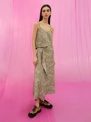 Sona Flap Skirt [Khaki Contour]