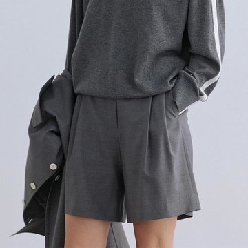 LOW CLSSIC五分褲女2025春夏新款短褲短款CHIC松緊休閑褲闊腿褲