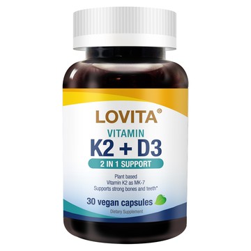 [LOVITA愛維他] 維生素K2+D3素食膠囊 (30錠/罐) (全素)-1入組