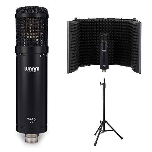 Warm Audio WA-47jr Large-Diaphragm FET Condenser Microphone (Black) Bundle with Reflection Filter  Tripod Mic Stand 並行輸入品