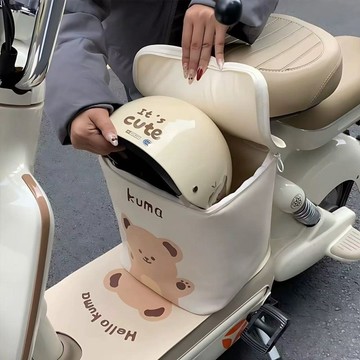🔥優選🔥卡通車框電動車頭盔充電器收納袋大容量電車掛帶防水帶不擋腿