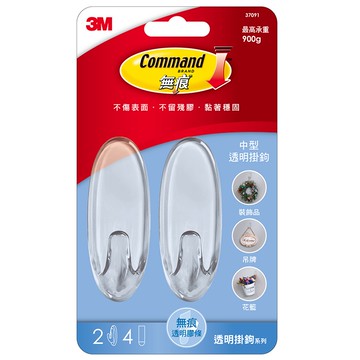 3M 無痕透明掛鉤中型