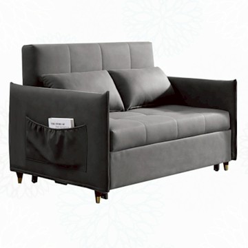 文創集 馬莉亞深灰科技布前拉式沙發椅/沙發床-134x90x89cm免組