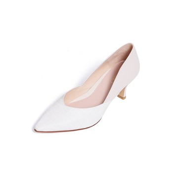 KOKKO輕奢名媛拼接感高跟鞋白色