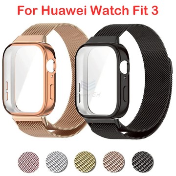 適用於 Huawei 華為 Watch Fit 4 4Pro 3 米蘭尼斯磁吸錶帶 附贈TPU保護殼 不鏽鋼錶帶 保護套