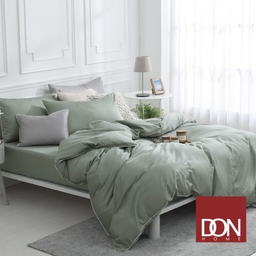 DON 加大300織長絨棉兩用被床包枕套組(時光漫旅)-墨竹綠