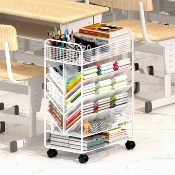 桌下置物架書桌旁小書架帶輪可移動書本收納架家用簡易落地書櫃子
