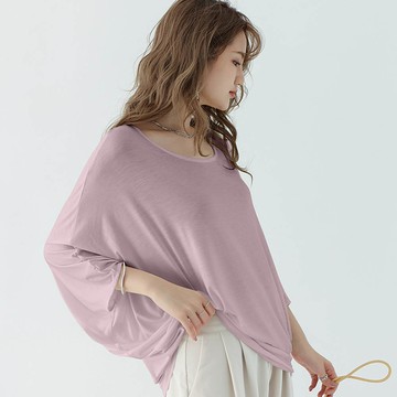 Yukié - 莫代爾3D剪裁瘦瘦蝙蝠袖上衣-豆沙粉 (F)