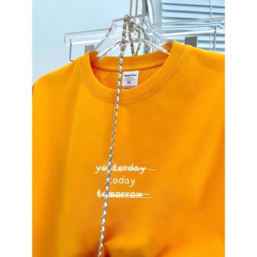 歐貨姜黃正肩純棉短袖T恤女2025夏新款寬松時尚印花純棉基礎上衣