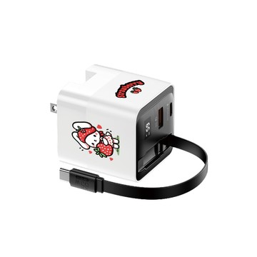 氮化鎵GaN快充器 TRON PD65W 氮化鎵 自帶線急速充電器 白 戀上草莓 電源供應器