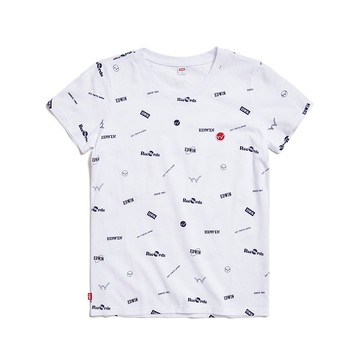 EDWIN Y2K 滿版印花布短袖T恤-女款 (白色) #上衣