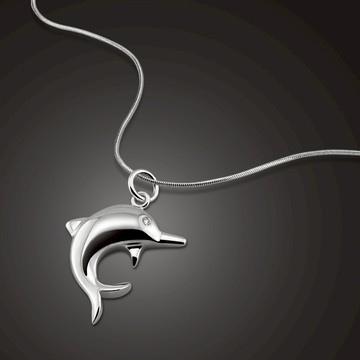 海豚之戀女士項鏈女925純銀小清新學生鎖骨鏈短鏈 送女友生日禮物