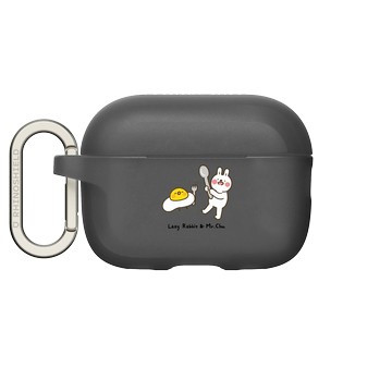 AirPods Pro 2 AirPods Case 黑 - 懶散兔與啾先生 Lazy Rabbit and Mr.Chu - 荷包蛋