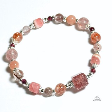 火焰之舞-草莓晶.紅紋石.紅髮晶-純銀設計款手鍊