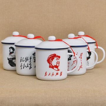 杯子陶瓷馬克杯帶蓋創意個性水杯辦公室茶杯懷舊復古仿搪瓷杯