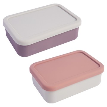 Homely Zakka 北歐風高顏值撞色長方型享瘦減脂211餐盒2件組  北歐紫 + 北歐粉  1組