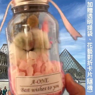 【A-ONE】畢業禮物 彩色木棉花 永生花發光瓶 兔尾草 辦公桌面擺設 情人禮物 交換禮物 畢業禮物 婚禮小物 S款_廠商直送