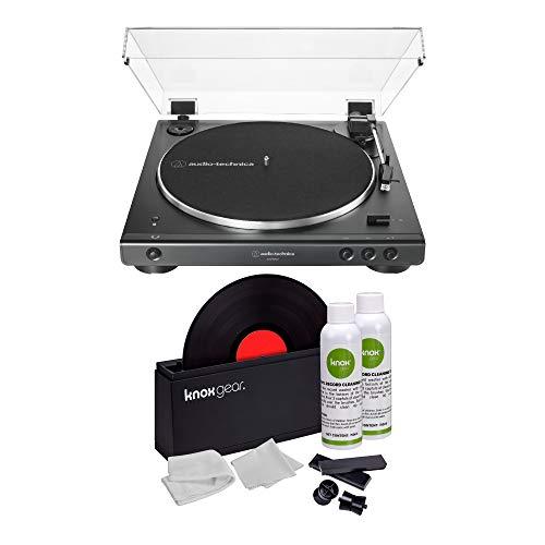 Audio-Technica AT-LP60X Bluetooth Fully Automatic Belt-Drive Turntable (Black) with Vinyl Record Cleaning Kit 並行輸入品