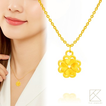 【TLH】黃金墜項鍊 純金999多選 心動四葉草 約重0.07錢±0.01
