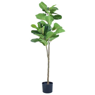 Meric Garden 北歐ins風落地琴葉榕高仿真綠植大型景觀擺設人造盆栽 約40cmX125cm 盆直徑15cmx13 cm  1個  Green