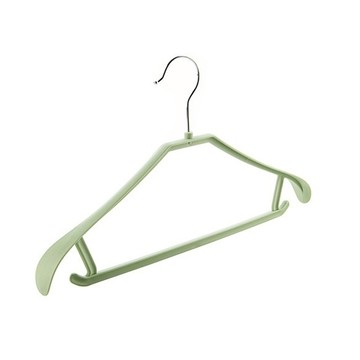 收納職人 寬肩無痕乾濕兩用多功能衣架 45cm 浸塑材質 鍍鉻鐵 5個  綠色  1組