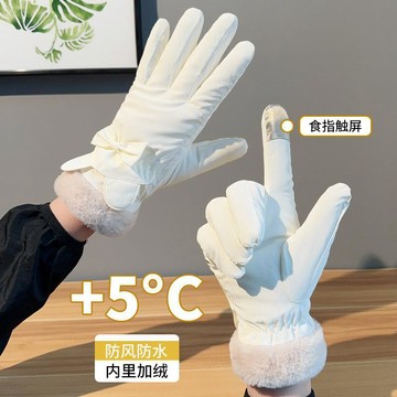 新款时尚简约保暖手套女冬季加绒加厚可触屏防滑防水滑雪手套新品 便捷 熱賣 輕盈